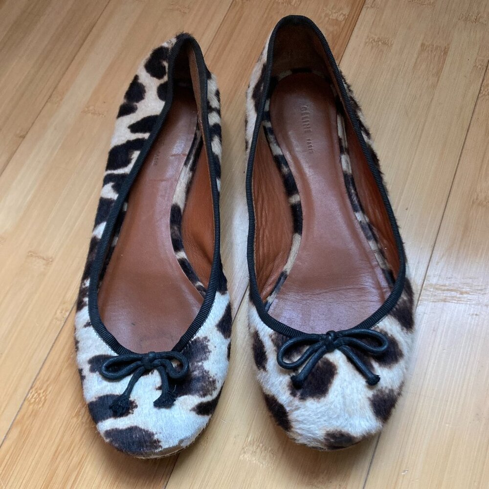 Celine Womens Pony Ballet Flats Size 37